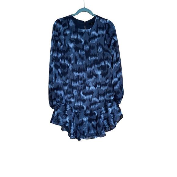 BCBGMAXAZRIA Pacific Blue Cloud Shift Dress Ruffled Mini Womens Size XS - Picture 3 of 4